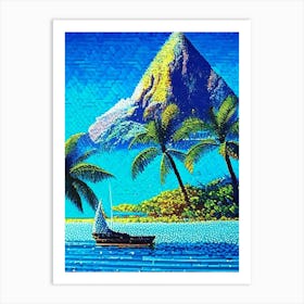 Bora Bora French Polynesia Pointillism Style Tropical Destination Art Print