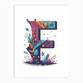 Colorful Letter F Illustration 13 Art Print