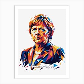 Angela Merkel Portrait WPAP Pop Art Art Print