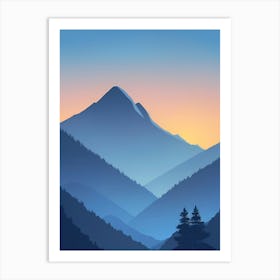 Misty Mountains Vertical Composition In Blue Tone 163 Art Print