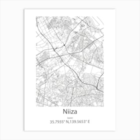 Niiza,Japan Minimalist Map Art Print