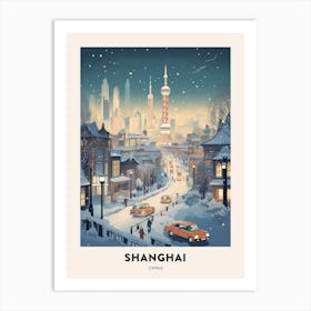 Winter Night  Travel Poster Shanghai China 1 Art Print