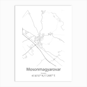 Mosonmagyarovar,Hungary Minimalist Map Art Print