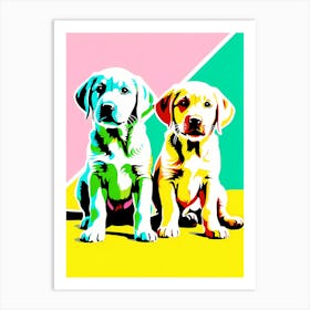 'Labrador Retriever Pups', This Contemporary art brings POP Art and Flat Vector Art Together, Colorful Art, Animal Art, Home Decor, Kids Room Decor, Puppy Bank - 87th Art Print