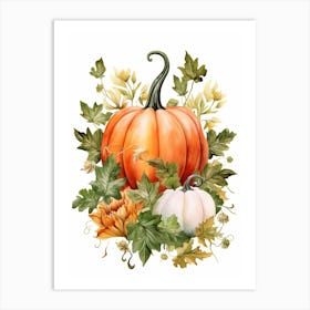 Fairytale Pumpkin Watercolour Illustration 3 Art Print
