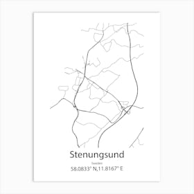 Stenungsund,Sweden Minimalist Map Art Print