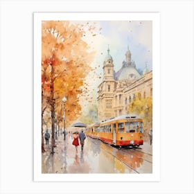 Vienna Austria In Autumn Fall, Watercolour 4 Art Print