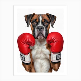 Boxer Dog With Boxing Gloves 1 Art Print