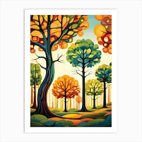 Colorful Trees In The Forest Art Print