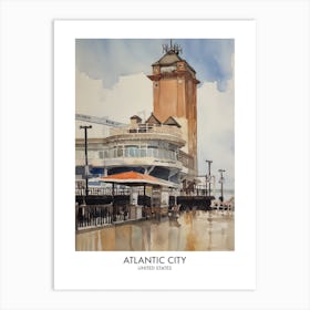 Atlantic City 1 Watercolour Travel Poster Art Print