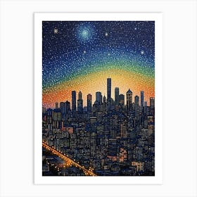 Seattle Washington Pointillism 11 Art Print