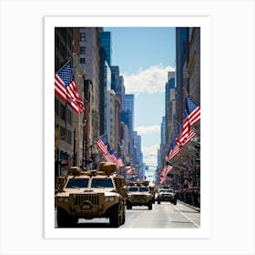 A Veterans Day Parade In The Heart Of An American City Jubilant Faces Lining The Sidewalks As Milit Art Print