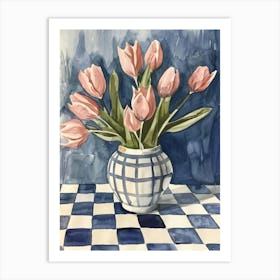 Pink Tulips In A Vase 1 Art Print