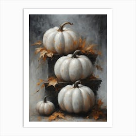 White Pumpkins Moody Dark Fall Decor | Neutral Tones Halloween Art | Spooky Cottagecore Prints | Witchcraft Feature Wall Autumn Witchy HD Art Print