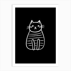 Black And White Cat Line Drawing 4 Art Print