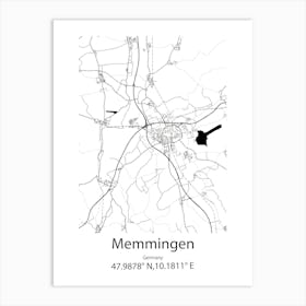 Memmingen,Germany Minimalist Map Art Print