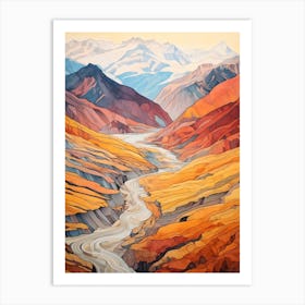 Autumn National Park Painting Aletsch Glacier Switzerland 2 Art Print