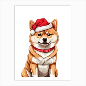 Christmas Shiba Inu Dog Art Print