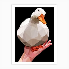 Low Poly Duck on palm meme Art Print