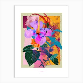 Portulaca 2 Neon Flower Collage Poster Art Print