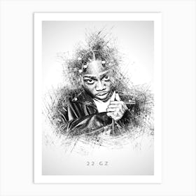 22 Gz Rapper Sketch Art Print