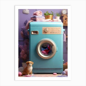 Washing Machine And A Dog Art Print