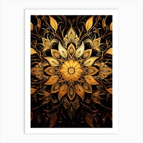 Golden Floral Background Art Print