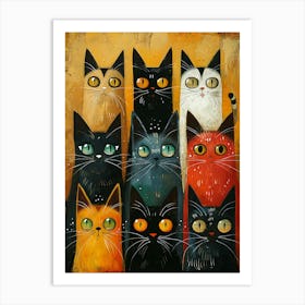 Funky Cats Painting Beautiful 2 Art Print