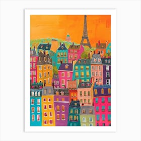 Kitsch Colourful Paris 3 Art Print