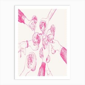 Drawing Of Hands Holding Drinks Art Print