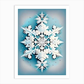 Irregular Snowflakes, Snowflakes, Retro Drawing 1 Art Print