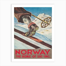 Norway The Home Of Skiing Vintage Ski Poster Art Print