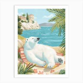 Polar Bear Relaxing In A Hot Spring Storybook Illustration 3 Art Print