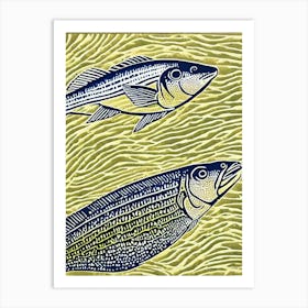 Bluestreak Cleaner Wrasse II Linocut Art Print