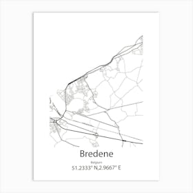 Bredene,Belgium Minimalist Map Art Print