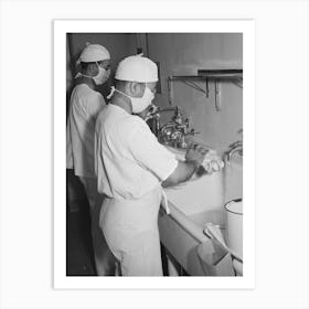 Doctors Scrubbing Up Before Operation, Hospital, Chicago, Illinois By Russell Lee Art Print