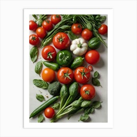 Fresh Vegetables Tomatoes Peppers Chilis Kitchen Wall Art 1 Art Print