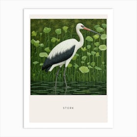 Ohara Koson Inspired Bird Painting Stork 3 Poster Art Print