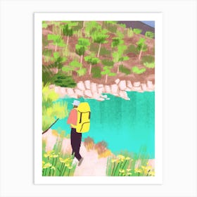 Illustration Of A Hiker Garden Illustration Art Print