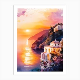 The Amalfi Coast Watercolour Art Print