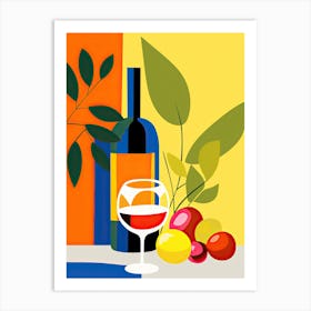 Wine And Fruit, Inspired by Matisse Art Print