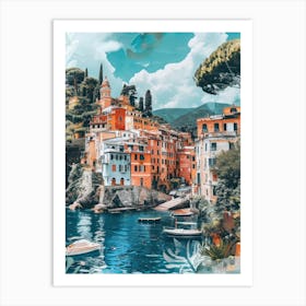 Portofino   Retro Collage Style 4 Art Print