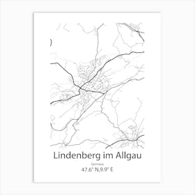 Lindenberg Im Allgau,Germany Minimalist Map Art Print