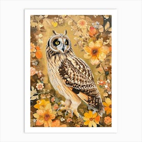 Short Eared Owl Japanese Painting 2 Art Print