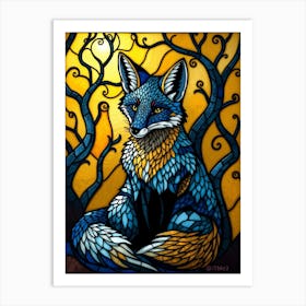 Stained Glass Fox 1 Art Print