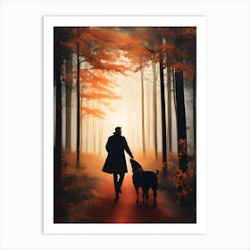 Man And Dog In The Woods Art Print