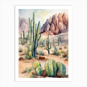 Desert with Cacti Art Print