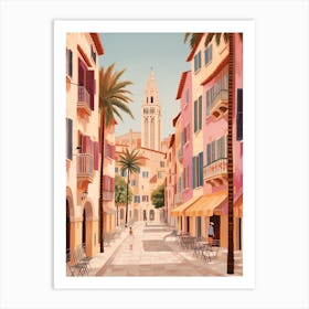 Palma De Mallorca Spain 2 Vintage Pink Travel Illustration Art Print