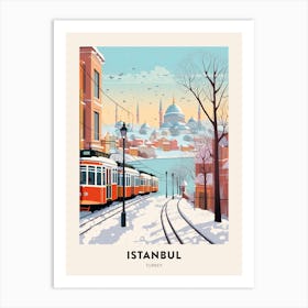 Vintage Winter Travel Poster Istanbul Turkey 1 Art Print