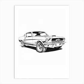 Ford Mustang Line Drawing 32 Art Print